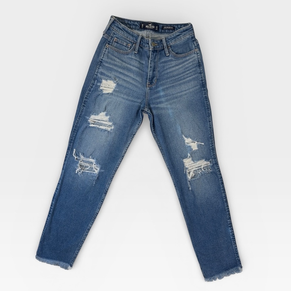 Hollister High Rise Mom Jean Vintage Stretch Blue Jeans 1R 25W 27L